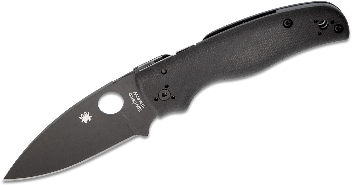 Shaman Folding Knife 3.58" S30V Black Plain Blade, Matte Black G10 Handles, Compression Lock