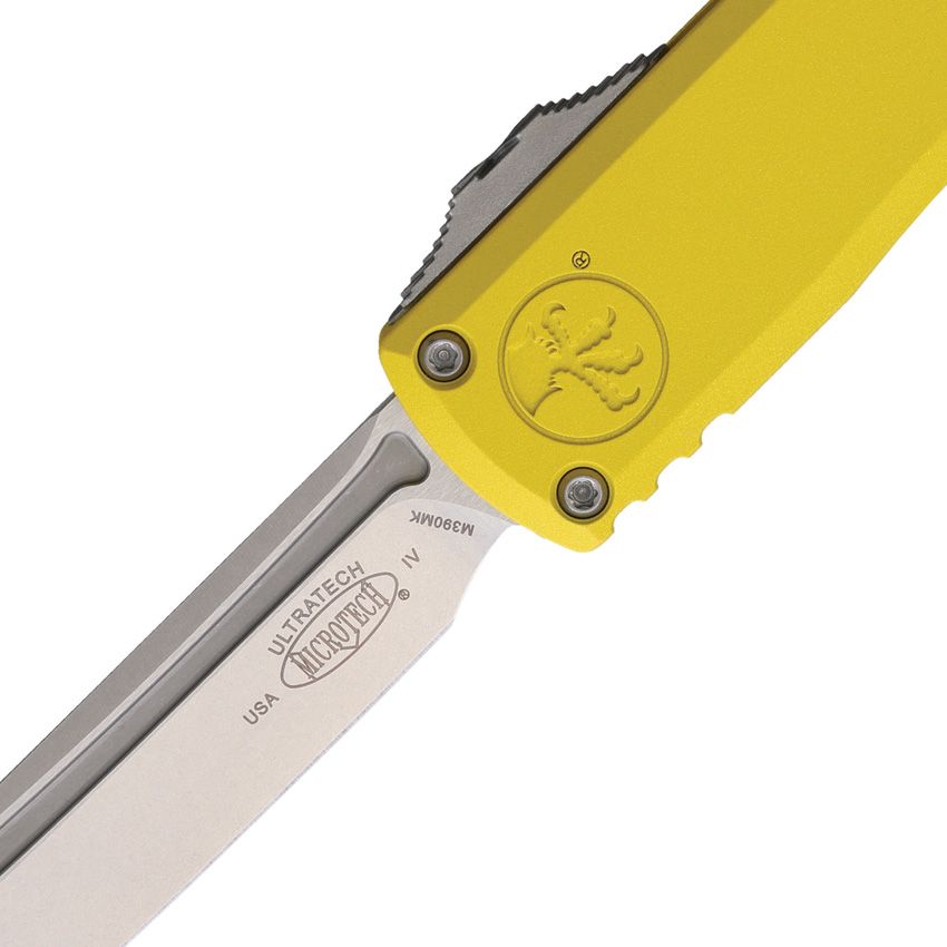 Microtech Auto Ultratech Gen IV 3.5" T/E OTF – Yellow Handle, M390MK Stonewash, Ram-Lok – Made in USA (MCT1123410YW)