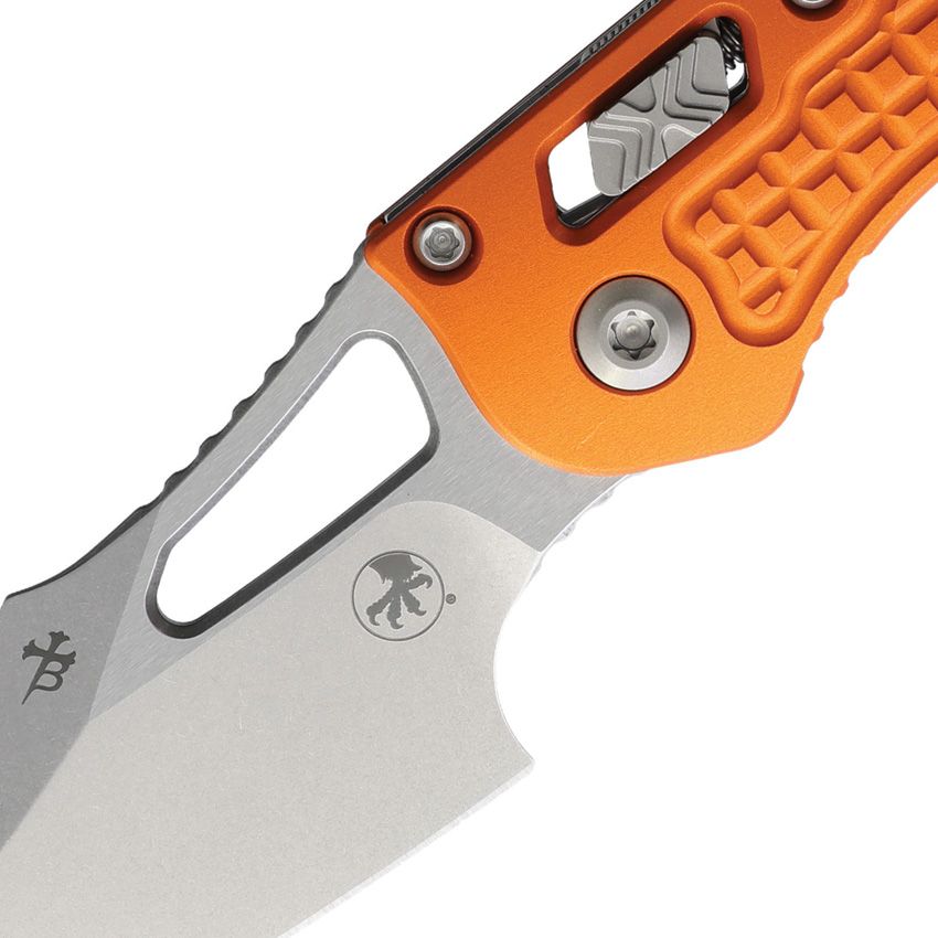 Microtech M-Stitch Ram-Lok Knife – 3" M390MK Blade, Stonewash, Orange Frag Aluminum – Made in USA (169MRL-10FROR)