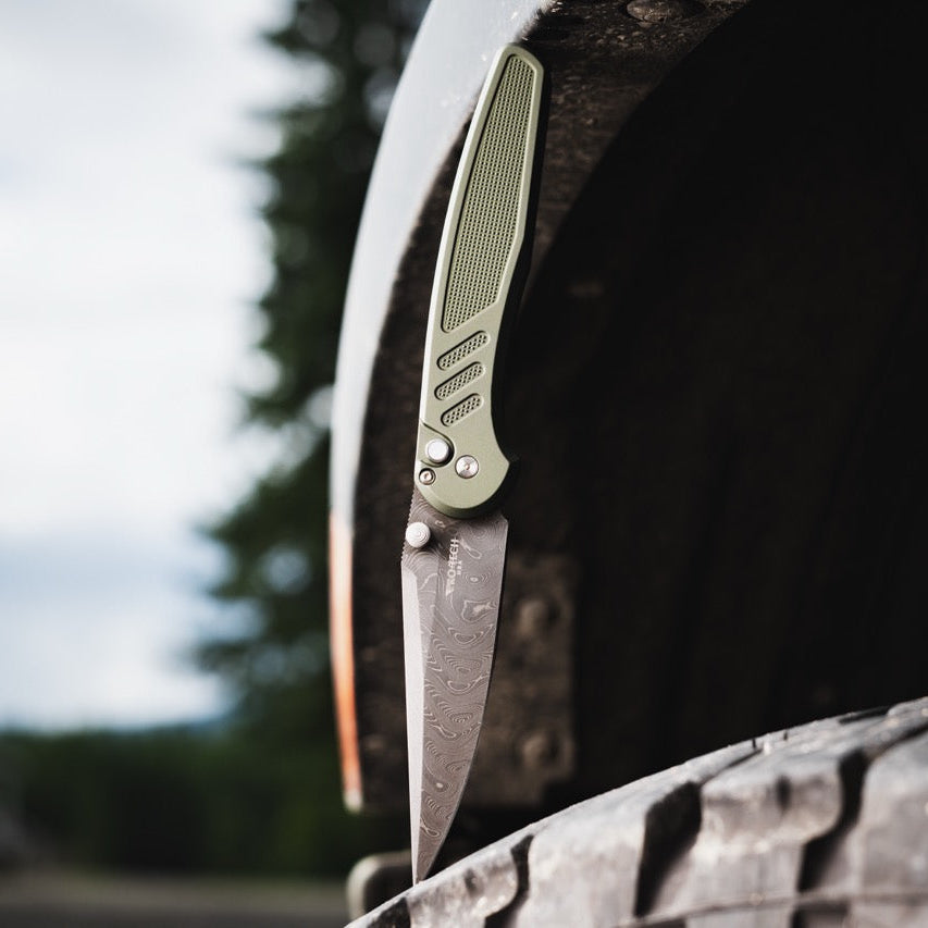 Pro-Tech 2026 Avalon Custom 003 - Damascus – Lone Star Knife & Supply
