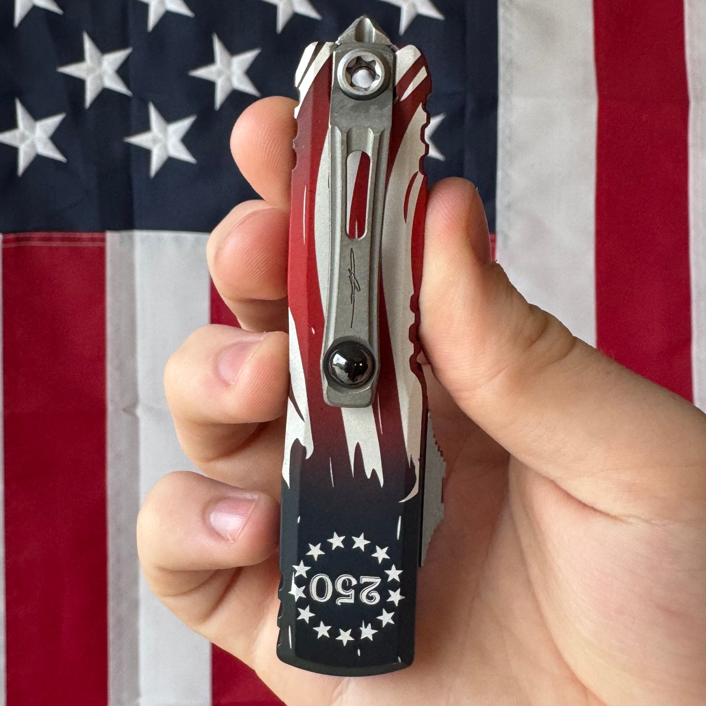 Microtech USA 250 UTX-85 Single Edge OTF - Apocalyptic M390MK - Made in USA (12314-10APS-4J250)