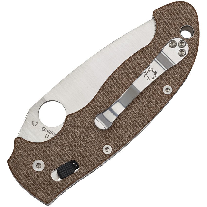 Spyderco Manix 2 XL 3.85" Ball Bearing Lock – Brown Canvas Micarta, CPM CRU-WEAR Satin – Made in USA (SC95MPCW2)