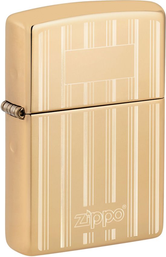 Zippo Design Lighter – High Polish Brass with Vertical Line Pattern – Made in USA (ZO56943)