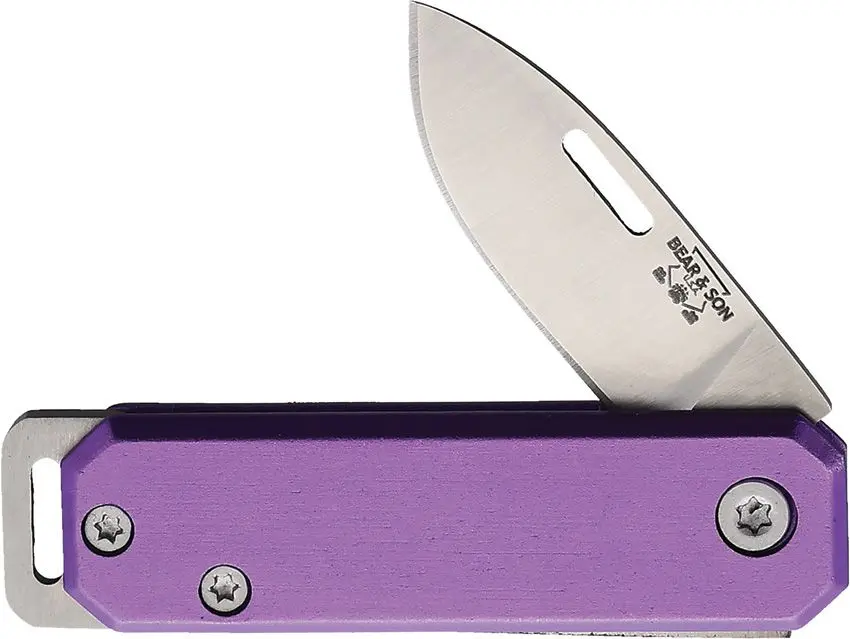 Bear & Son 109PL Aluminum Slip Joint Purple, 1.5″ High Carbon Stainless Blade, Made in USA (BC109PL)