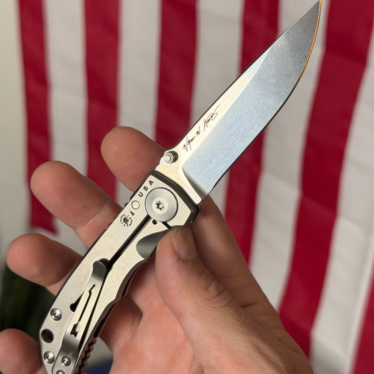 The Back Door: Spartan Blades Harsey Folder SHF 3.25 - Titanium Frame Lock, Stonewash Magnacut - Made in USA (SF10SW) (Return)