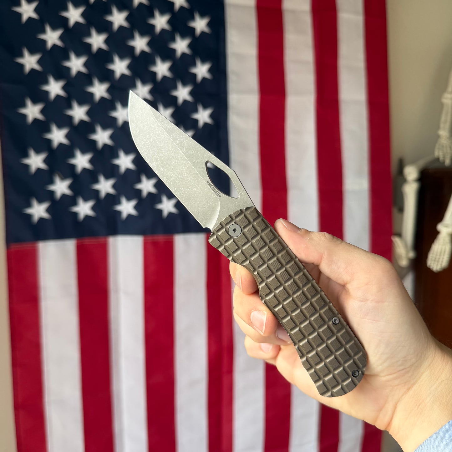 Frag Dixon Folding Knife – Titanium Frame Lock, 3.75″ MagnaCut Blade, Made in USA