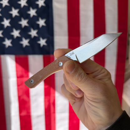 LynchNW Swift Six Fixed Blade Knife, 2.5″ CPM Cru-Wear Blade, Brown Micarta Handle, Made in USA (LB-SW6-LON-STR-CRU-PM-BWN-STO)
