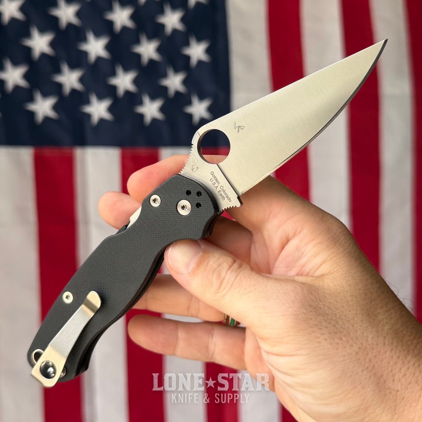 The Back Door: Spyderco Para Military 2 Folding Knife - Black G10, 3.42" CPM-S45VN, CME & LynchNW Clip - Made in USA (C81GP2) (Trade In)