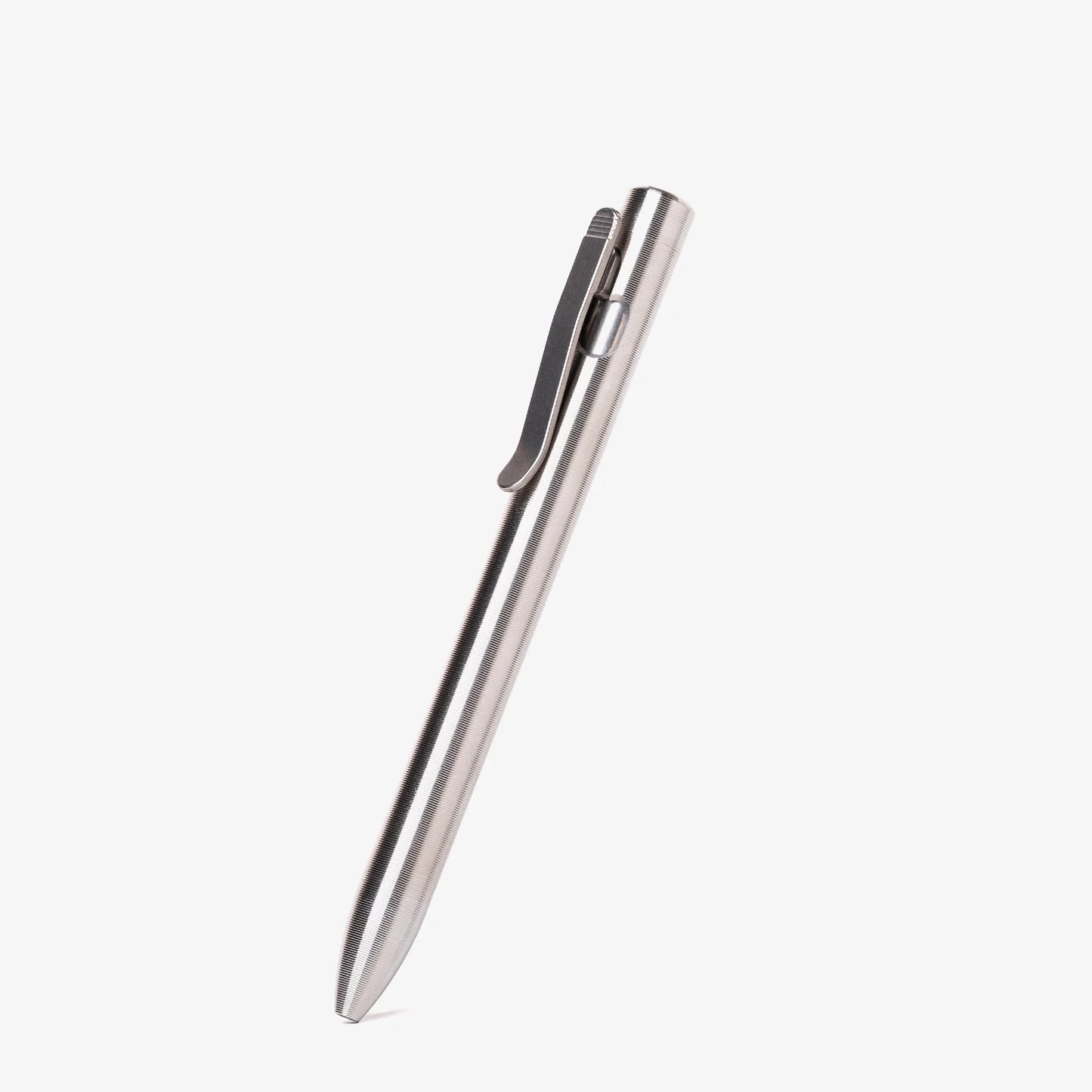 Tactile Turn Clip Action Pen Short 5.1" – Machined Titanium, Clip-Actuated Bolt Action – Made in USA (10-CA2-TTM-TTM)