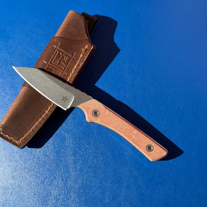 LynchNW Swift Six Fixed Blade Knife, 2.5″ CPM Cru-Wear Blade, Brown Micarta Handle, Made in USA (LB-SW6-LON-STR-CRU-PM-BWN-STO)