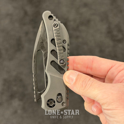 Heretic Custom Koschei, Chad Nichols Wavepool Damascus, DLC Titanium Scales, Crossbar Lock - Made in USA (BSW26-002)