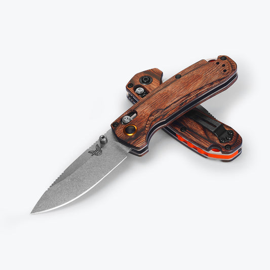 Benchmade North Fork Knife – 2.97” CPM-S30V Blade, Stabilized Wood Handle, AXIS Lock – Made in USA (15032)