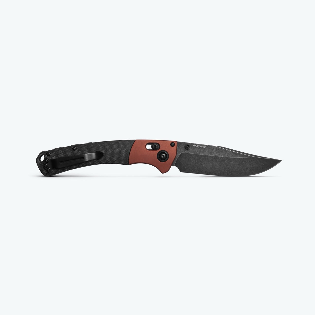 Benchmade Crooked River 4" Folding Knife – Burnt Copper and Black Canvas Micarta, MagnaCut DLC Battlewash – Made in USA (15080BK-04)