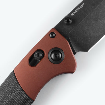 Benchmade Crooked River 4" Folding Knife – Burnt Copper and Black Canvas Micarta, MagnaCut DLC Battlewash – Made in USA (15080BK-04)