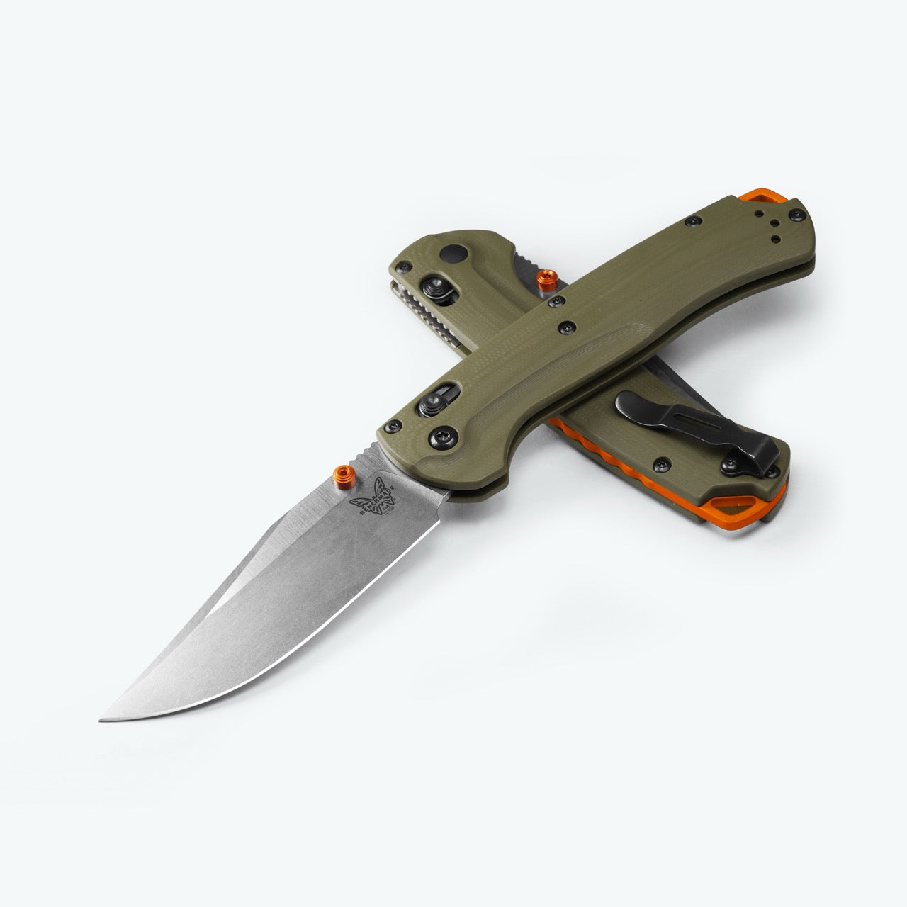 Benchmade Taggedout Knife – 3.5” CPM-S45VN Blade, OD Green G10 Handle, AXIS Lock – Made in USA (15536)