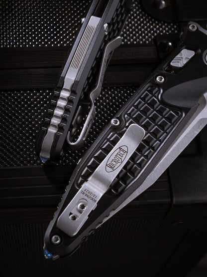 Microtech SOCOM Elite RAM-LOK™ Knife, Apocalyptic® Clip Point Blade, Black Frag Aluminum Handle, 3.8″, Made in USA (160RL-10APFR)