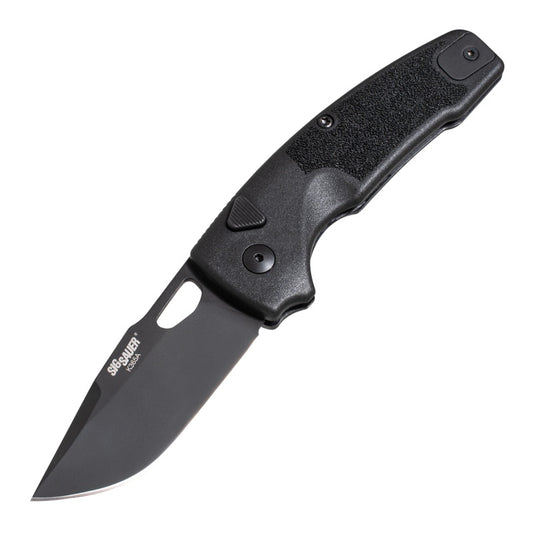 Hogue SIG K365A Auto Knife – 2.75” MagnaCut Blade, Black Polymer Handle, Button Lock – Made in USA (16330)