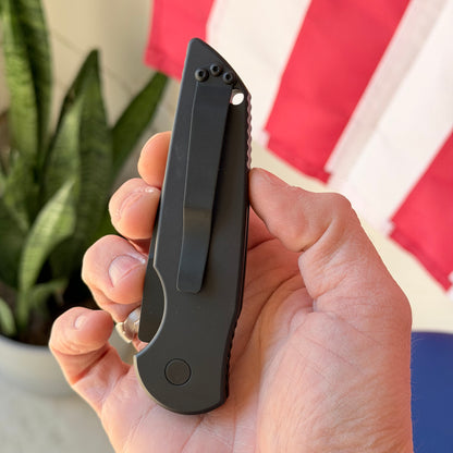 Pro-Tech TR-3 SWAT Operator Automatic Knife, Black Aluminum Handle, Sterile Black Blade, 3.5″, Made in USA