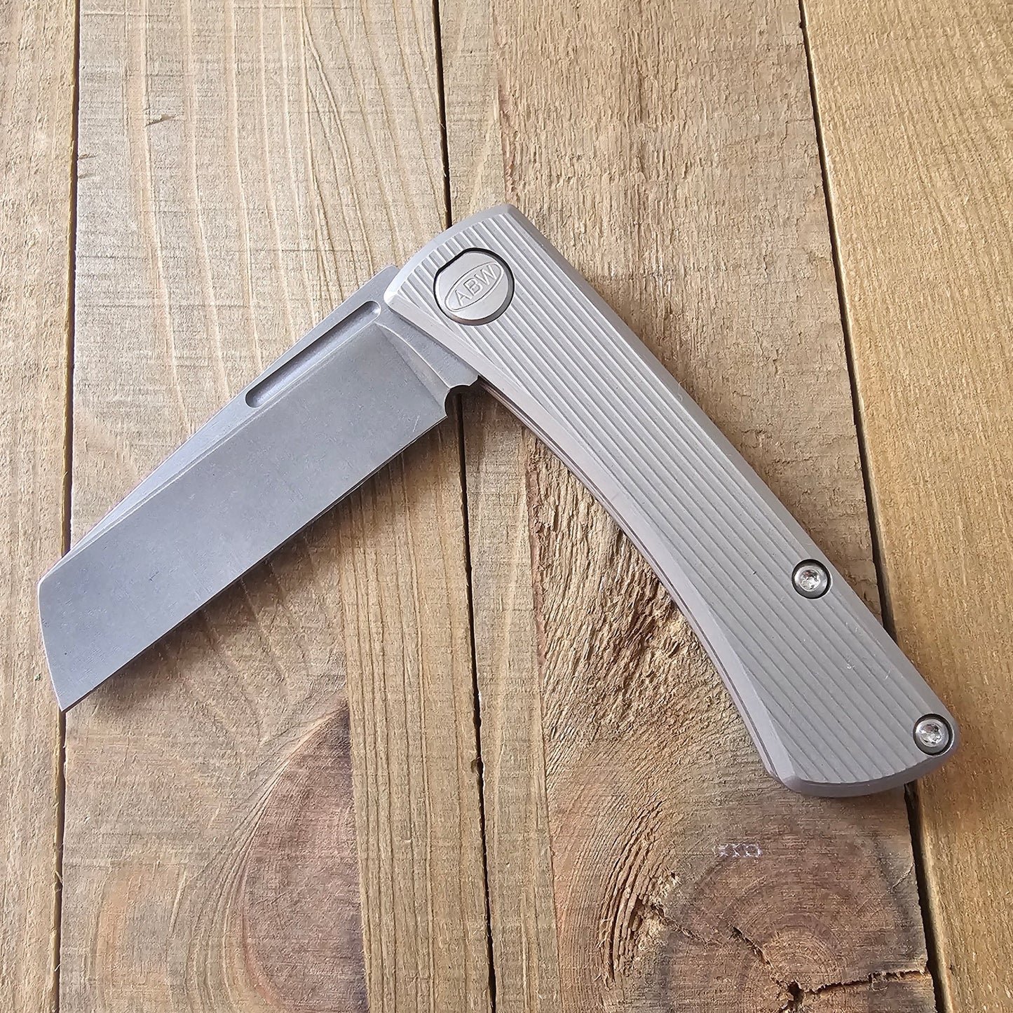 ABW Slip Joint 2.25" – Straight Milled Titanium, MagnaCut Stonewash Wharncliffe – Made in USA