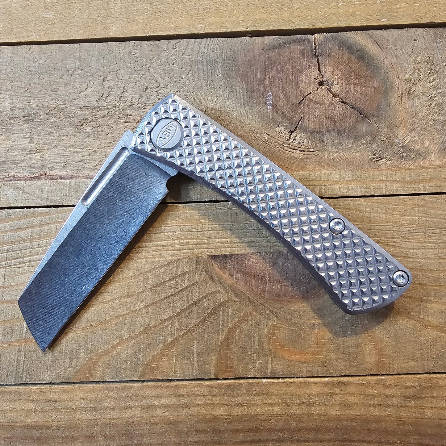 ABW Slip Joint 2.25" – Diamond Milled Titanium, MagnaCut Stonewash Wharncliffe – Made in USA