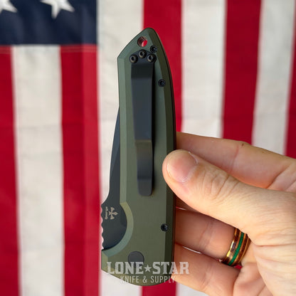 The BackDoor: Pro-Tech Rockeye Auto 3.375" – Solid Green Aluminum, DLC Black MagnaCut, Les George Design – Made in USA (LG3103-Green) (Return)