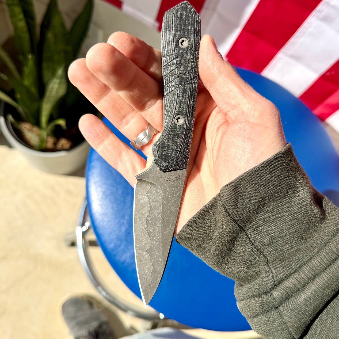 LynchNW Sparrow Seven MagnaCut Fixed Blade Knife – Black Micarta, Fauxhamon Acid-Wash (LB-SP7-LON-STR-PM-BLK-FHA)