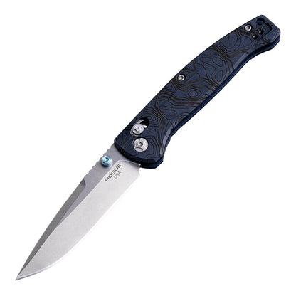 Hogue Mysto (Water) 3.4″ Drop Point Knife, Blue Canyon Richlite Handle, Stone Tumbled Blade, Made in USA (24456)