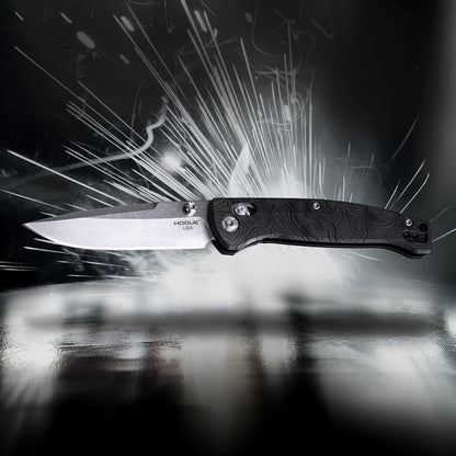 Hogue Mysto (Metal) 3.4″ Drop Point Knife, Black Diamond Richlite Handle, MagnaCut Blade, Made in USA (24457)