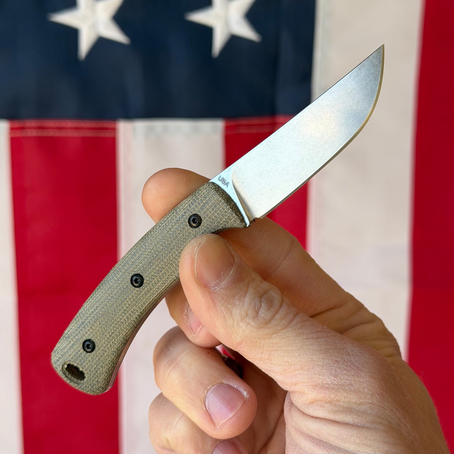 TRM Knives Tagalong Fixed Blade Knife – OD Green Micarta, MagnaCut Steel – Made in USA