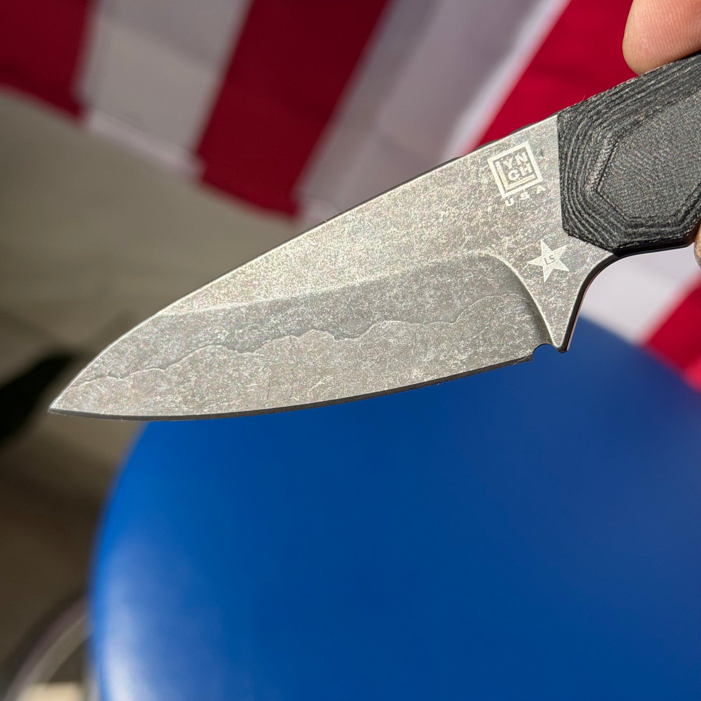 LynchNW Sparrow Seven MagnaCut Fixed Blade Knife – Black Micarta, Fauxhamon Acid-Wash (LB-SP7-LON-STR-PM-BLK-FHA)