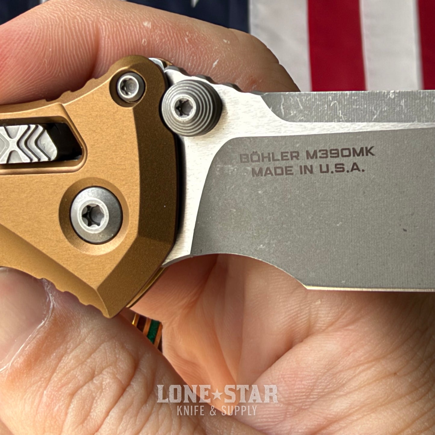 The Back Door: Microtech Socom Elite RAM-LOK Folding Knife - Tan Frag Aluminum, 3.98" M390MK Apocalyptic Single Edge - Made in USA (160RL-10APFRTA) (Trade In)