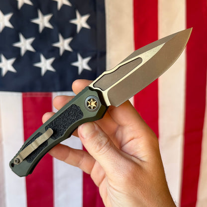 Heretic Wraith SE Automatic Knife – 3.5″ MagnaCut Blade, Bronze with OD Green Chassis – Made in USA (H000-7A-GRN)