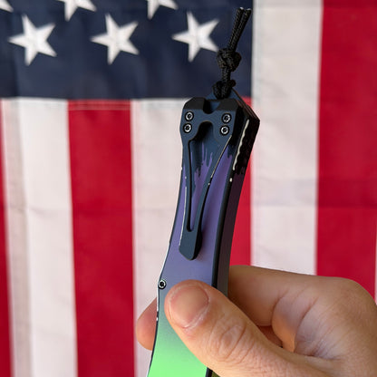 Heretic Cel Shade Frankenstein Monster HYDRA V4 Recurve Knife, Magnacut Blade, Automatic OTF – Made in USA (H408-CS-FM)