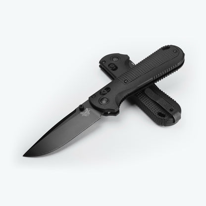 Benchmade Redoubt 3.55" AXIS Lock – Black Grivory, CPM-D2 Black Cerakote Drop Point – Made in USA (430BK-02)