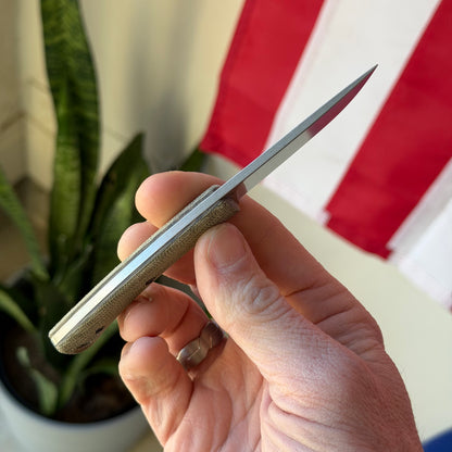 TRM Knives Tagalong Fixed Blade Knife – OD Green Micarta, MagnaCut Steel – Made in USA