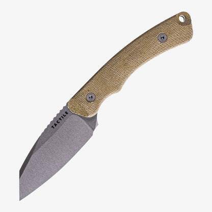 Redhawk Fixed Blade – Tumbled MagnaCut Reverse Tanto, 3D Contoured Micarta Handles, Leather Sheath – Made in USA