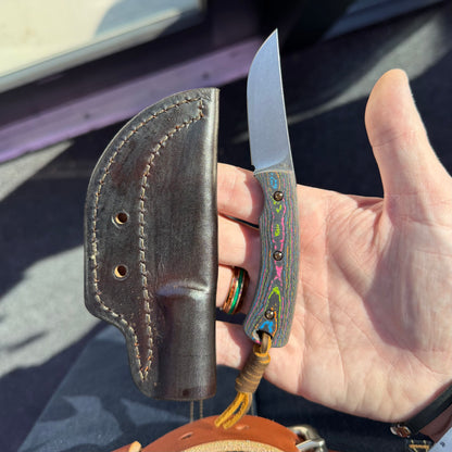 TRM TAGALONG 80’s CamoCarbon Fixed Blade, 2.4″ Blade, Made in USA