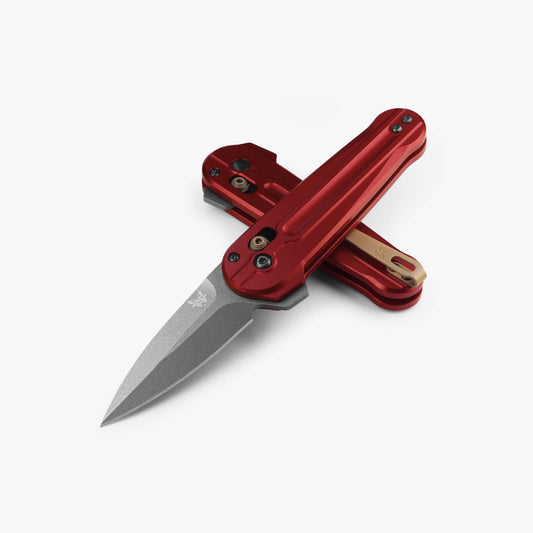 Benchmade Lowden Phoenix Red Aluminum, 2.8 inch M390 Spear Point Blade, Made in USA (491GY-01)