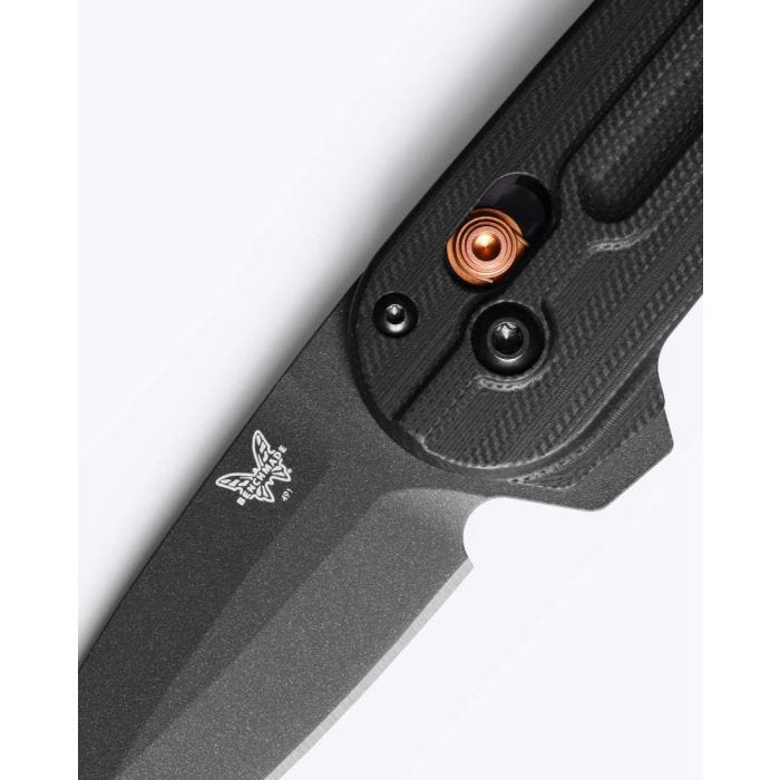 Benchmade Lowden™ Knife – Black G10 Handle, Black S90V Spear-Point Blade, Burnt Copper Accents, AXIS Lock Flipper – Made in USA (491BK-02)