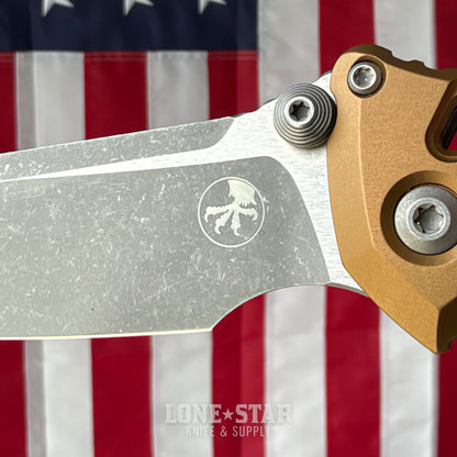 The Back Door: Microtech Socom Elite RAM-LOK Folding Knife - Tan Frag Aluminum, 3.98" M390MK Apocalyptic Single Edge - Made in USA (160RL-10APFRTA) (Trade In)