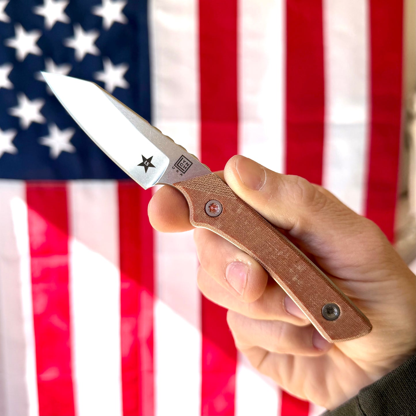 LynchNW Swift Six Fixed Blade Knife, 2.5″ CPM Cru-Wear Blade, Brown Micarta Handle, Made in USA (LB-SW6-LON-STR-CRU-PM-BWN-STO)