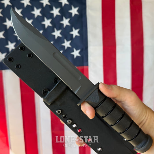 The Back Door: Spartan Blades KA-BAR - Black DLC CPM-MagnaCut Clip Point, Kraton G, Black Kydex Sheath - Made in USA (SB54BKBKKYBK-BD) (Used)
