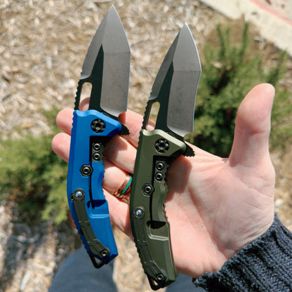 Heretic Medusa Manual TE DLC Blue Tactical, 3″ MagnaCut Tanto Blade, Made in USA (H009-6A-BLU)