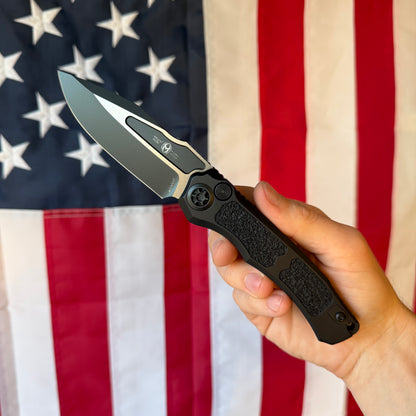 Heretic Wraith SE Automatic Knife – 3.5″ Two-Tone Black Tactical MagnaCut Blade – Made in USA (H000-10A-T)