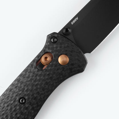Benchmade Bailout 3.38" AXIS Lock – Carbon Fiber, CPM-S90V Black Cerakote Tanto, Dark Copper – Made in USA (537BK-10)
