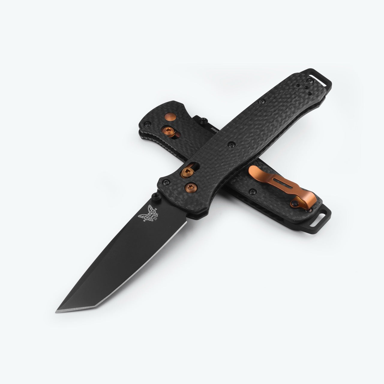 Benchmade Bailout 3.38" AXIS Lock – Carbon Fiber, CPM-S90V Black Cerakote Tanto, Dark Copper – Made in USA (537BK-10)
