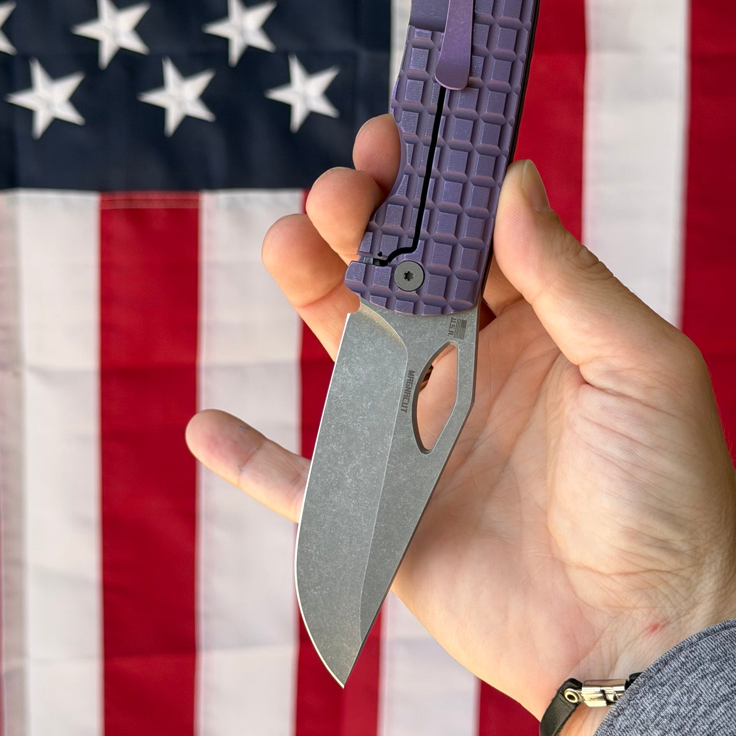 Frag Dixon Folding Knife – Titanium Frame Lock, 3.75″ MagnaCut Blade, Made in USA