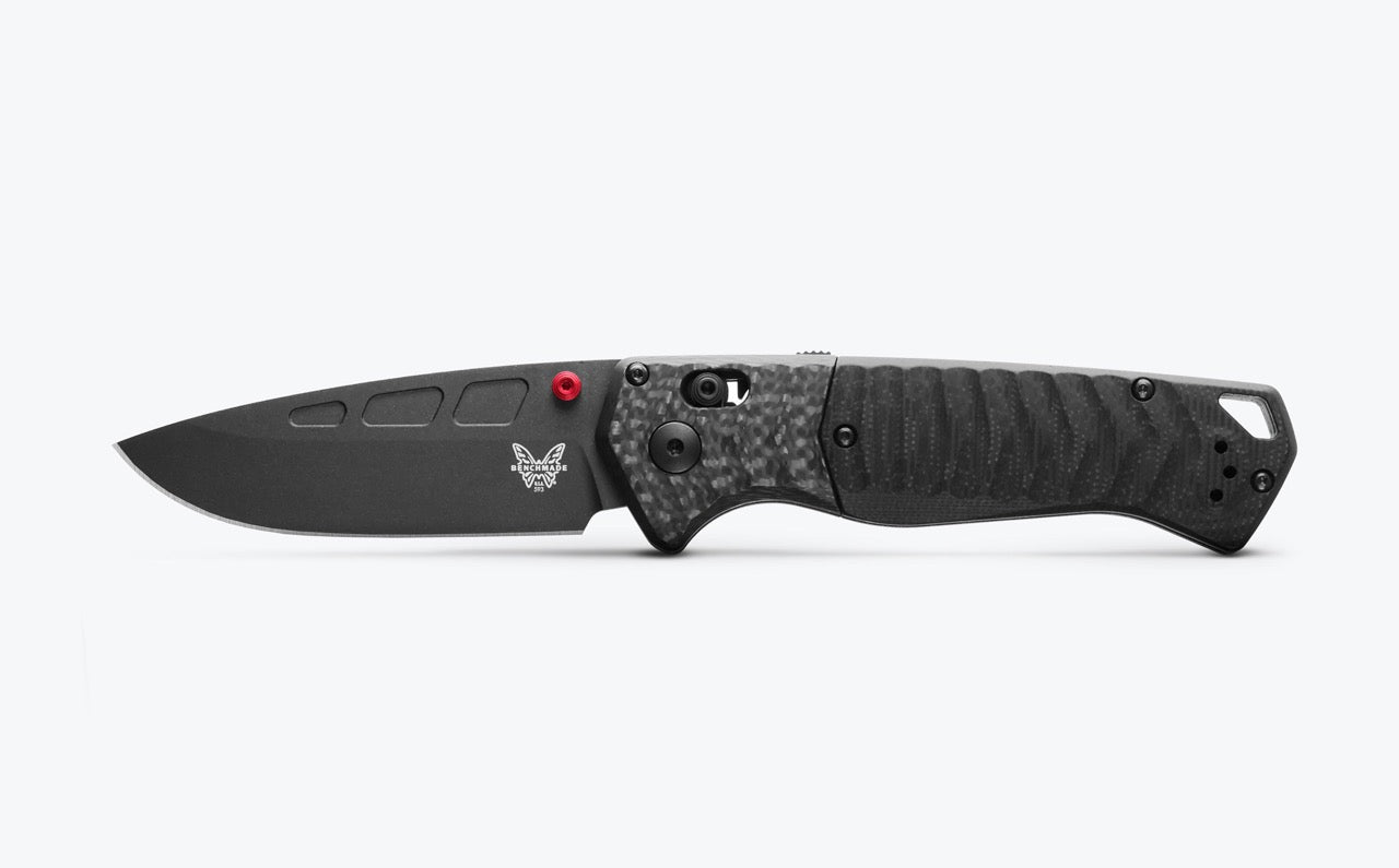 Benchmade P.S.K. 3.45" AXIS Assist – Carbon Fiber & Black G10, MagnaCut Black Cerakote, Ferro Rod Choil – Made in USA (593BK-01)