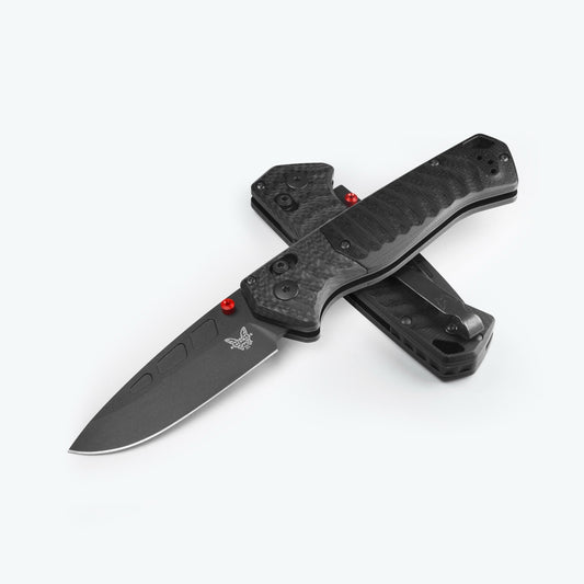 Benchmade P.S.K. 3.45" AXIS Assist – Carbon Fiber & Black G10, MagnaCut Black Cerakote, Ferro Rod Choil – Made in USA (593BK-01)