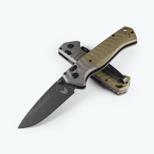 Benchmade P.S.K. 3.45" AXIS Assist – OD Green G10, MagnaCut Cobalt Cerakote, Ferro Rod Choil – Made in USA (593BK)